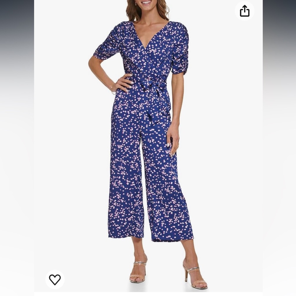 DKNY navy blue and pink floral jumpsuit